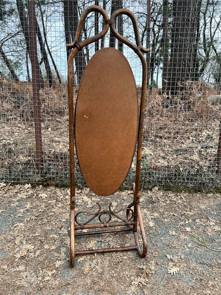 Psyché vintage en rotin marron foncé