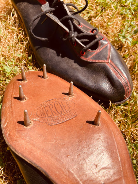 Chaussures / pointes d'athlétisme vintages Mercier taille 9 - 1950/1960