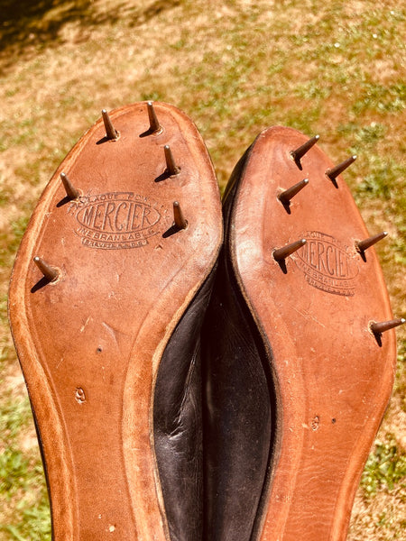 Chaussures / pointes d'athlétisme vintages Mercier taille 9 - 1950/1960