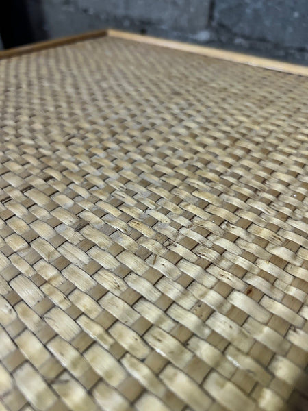 Meuble d'angle vintage en rotin et bois