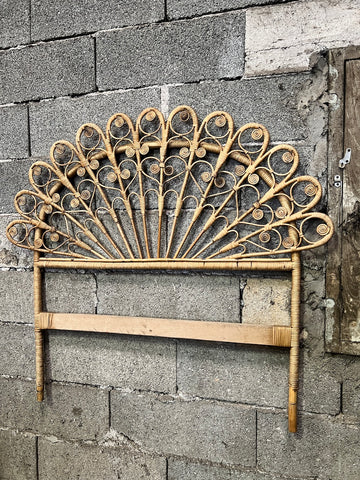 Tête de lit vintage en rotin style Peacock pour lit d'enfant en 90cm