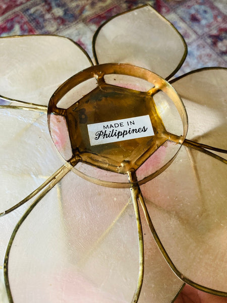 Bougeoir vintage lotus en nacre et laiton - Made in Philippines