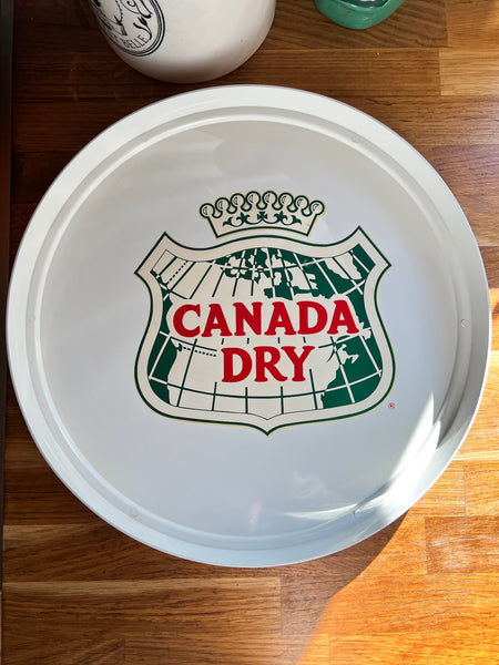 Plateau de service vintage de bistrot Canada Dry en mélamine blanc