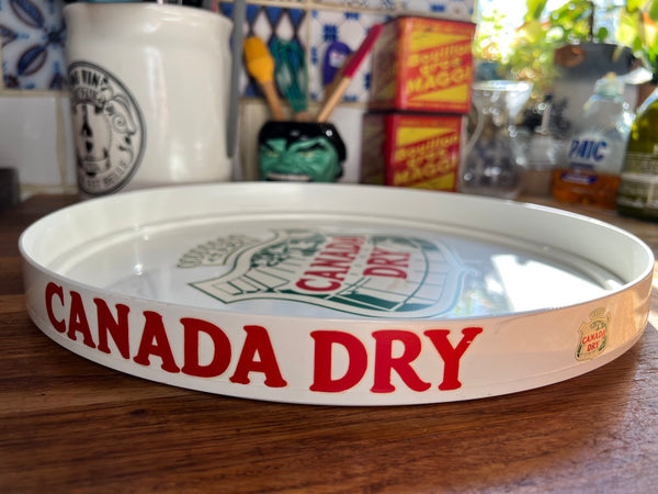 Plateau de service vintage de bistrot Canada Dry en mélamine blanc