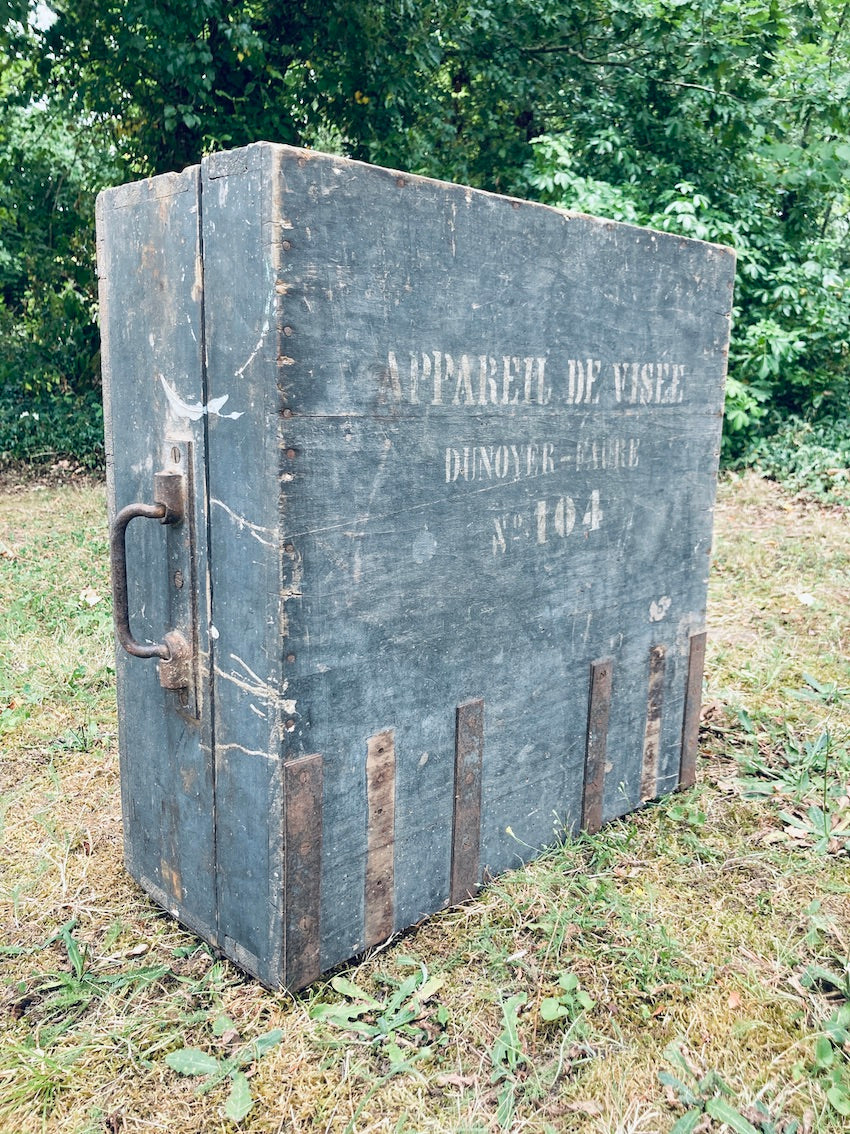 Grande malle / valise de transport vintage appareil de visée Dunoyer-Faure n°104