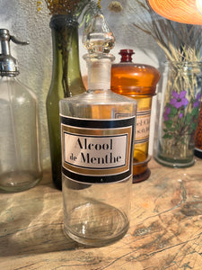 Flacon / bouteille de pharmacie vintage Alcool de menthe 27cm