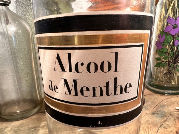 Flacon / bouteille de pharmacie vintage Alcool de menthe 27cm