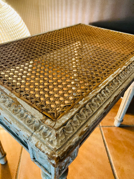 Ancien tabouret de piano / d'appoint Louis XVI style shabby chic