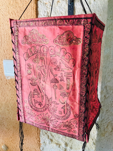 Lanterne / abat-jour en papier vintage à suspendre aux motifs népalais