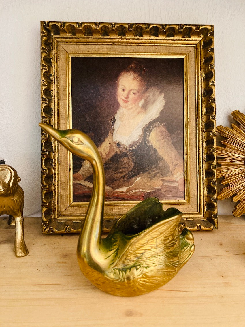 Cygne en laiton vintage porte-plantes