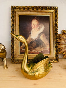 Cygne en laiton vintage porte-plantes