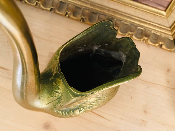 Cygne en laiton vintage porte-plantes