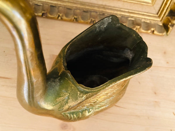Cygne en laiton vintage porte-plantes