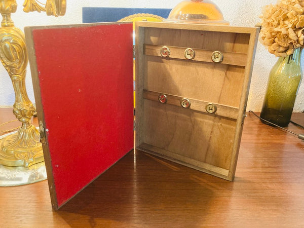 Boite à clés miroir vintage en bois