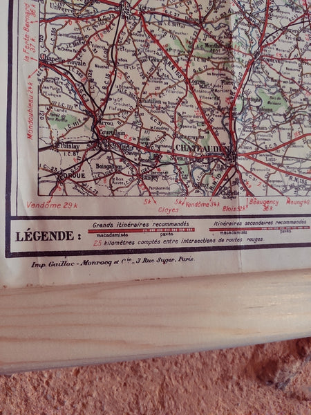 Carte Taride environs de Paris, 120 km, routière de 1955 avec support - Le Sélectionneur - Brocante en ligne