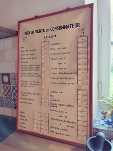 Panneau de tarifs de boucherie vintage - Le Sélectionneur - Brocante en ligne