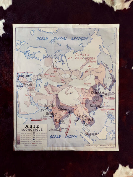Carte scolaire ancienne "Australie / Asie économique" Rossignol - Le Sélectionneur - Brocante en ligne