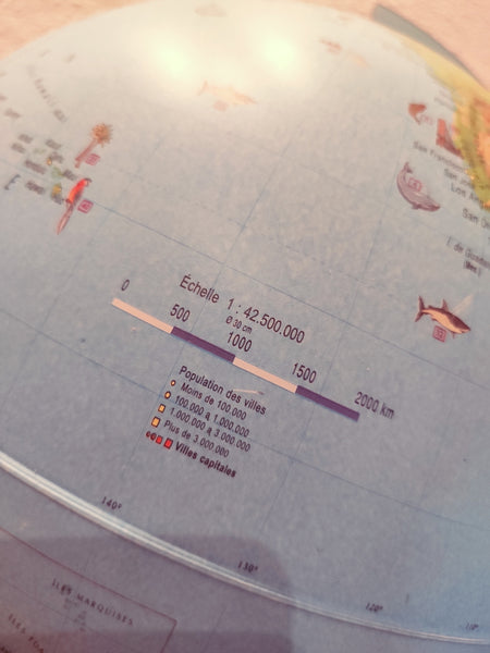 Grand globe terrestre / Mappemonde Tecnodidattica lumineuse - Italie - Le Sélectionneur - Brocante en ligne