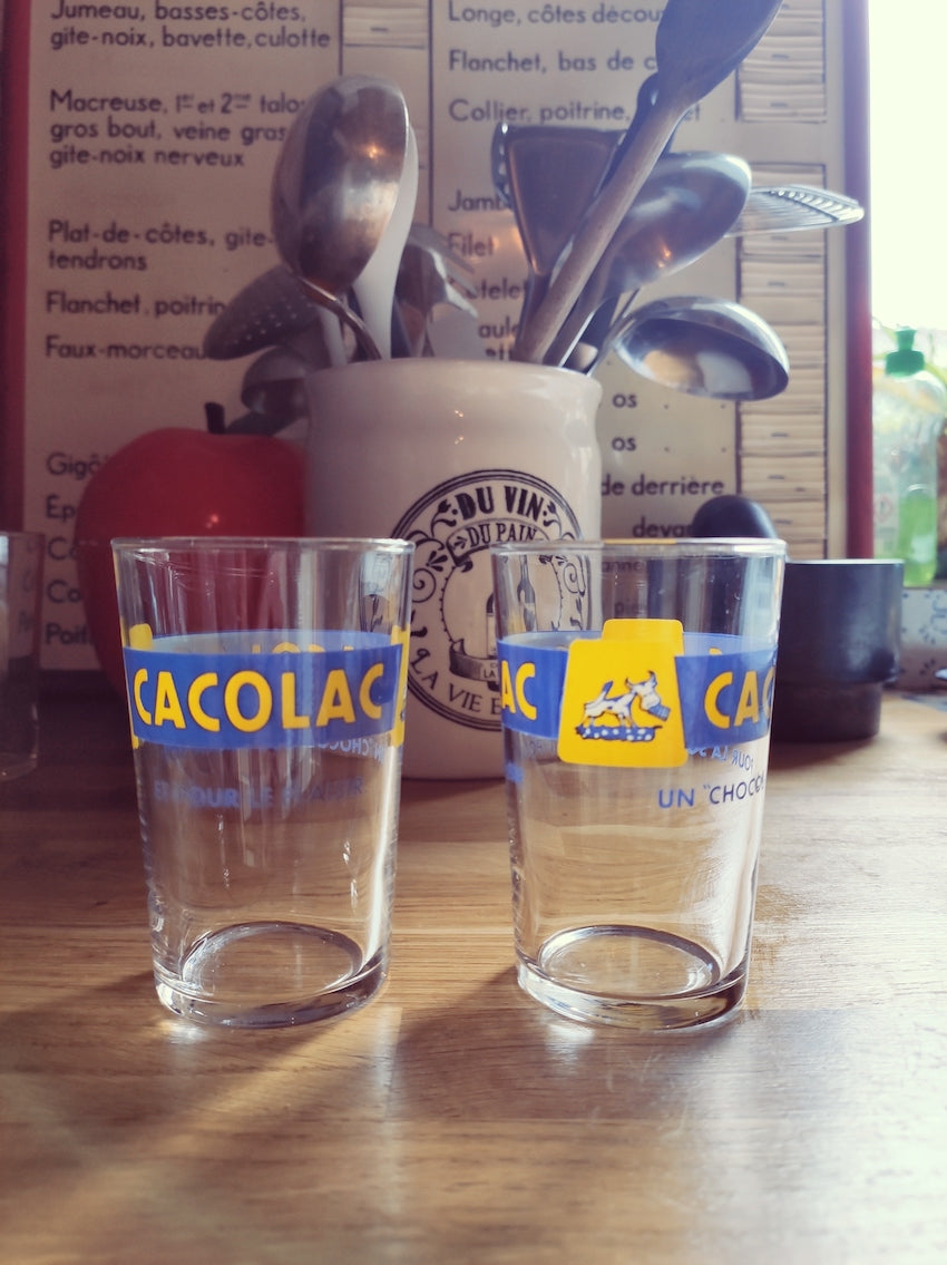 Ancienne paire de verres de bistrot CACOLAC - Le Sélectionneur - Brocante en ligne