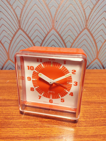 Réveil vintage mécanique Japy orange - Made in France - Le Sélectionneur - Brocante en ligne