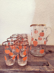 Service à orangeade vintage en verre soufflé et main et doré à la main - Le Sélectionneur - Brocante en ligne