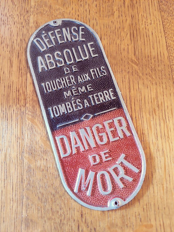 Plaque vintage Danger de mort réformée - EDF - Le Sélectionneur - Brocante en ligne