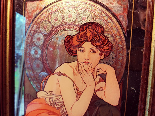 Duo de miroirs art nouveau Alphonse Mucha - Esmeralda et Topazio - Le Sélectionneur - Brocante en ligne