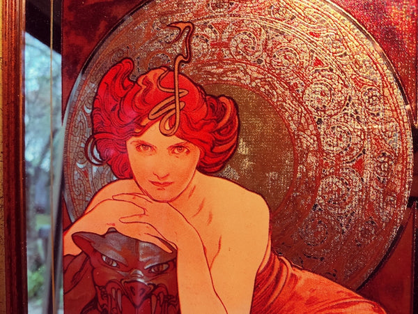 Duo de miroirs art nouveau Alphonse Mucha - Esmeralda et Topazio - Le Sélectionneur - Brocante en ligne