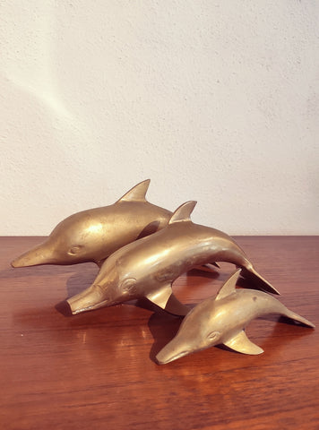 Lot de 3 dauphins vintages en laiton - Le Sélectionneur - Brocante en ligne
