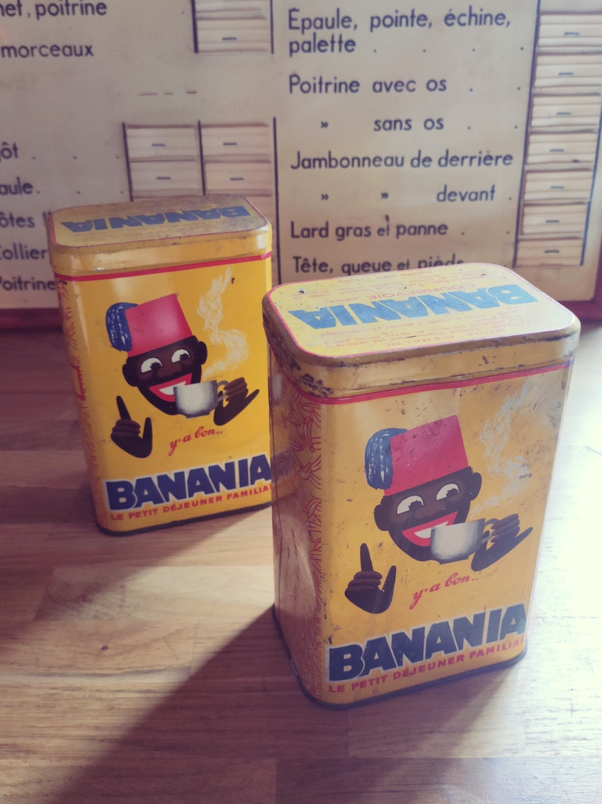 2 boites vintages en fer Banania sucre et riz - Années 50/60 - Le Sélectionneur - Brocante en ligne