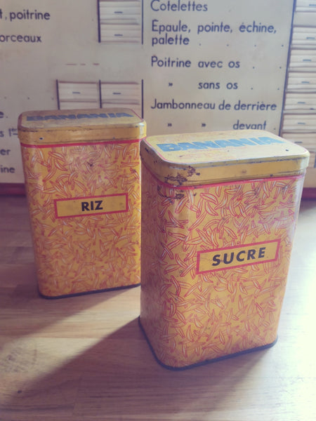 2 boites vintages en fer Banania sucre et riz - Années 50/60 - Le Sélectionneur - Brocante en ligne
