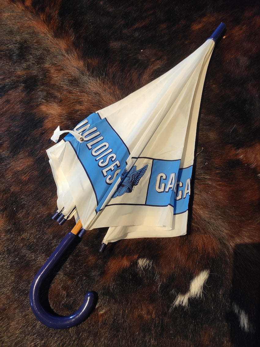 Rare parapluie vintage publicitaire Gauloises manche bois - Le Sélectionneur - Brocante en ligne