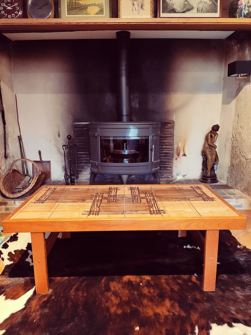 Table basse teck et carreaux de céramique Trioh Danemark 1982 - Le Sélectionneur - Brocante en ligne