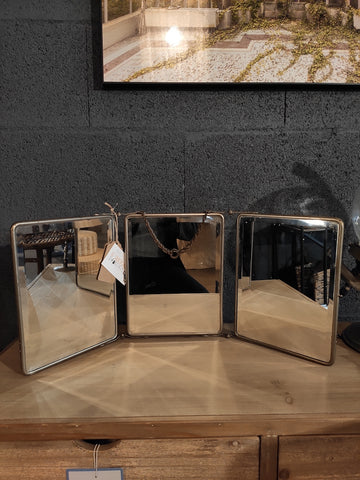 Miroir de barbier vintage en triptyque pliable - Le Sélectionneur - Brocante en ligne