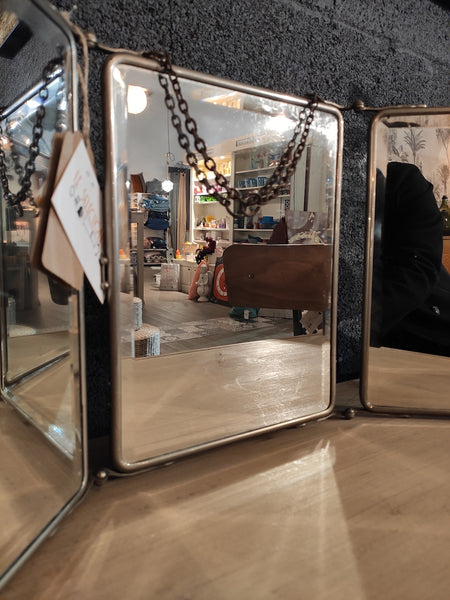 Miroir de barbier vintage en triptyque pliable - Le Sélectionneur - Brocante en ligne