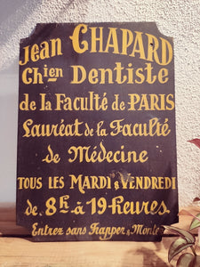 Plaque de chirurgien dentiste en bois - Années 40/50