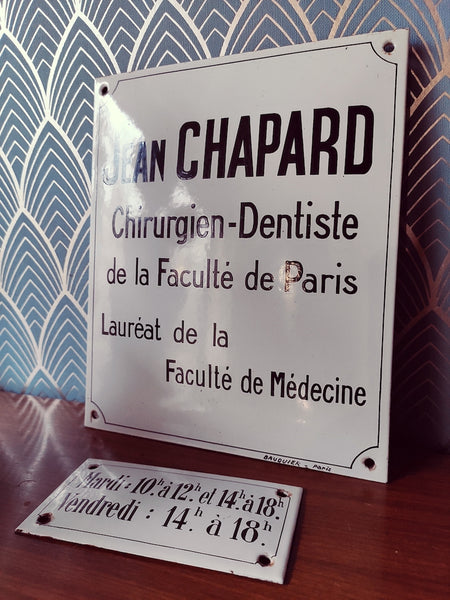 Plaques émaillées de chirurgien dentiste - Années 40/50