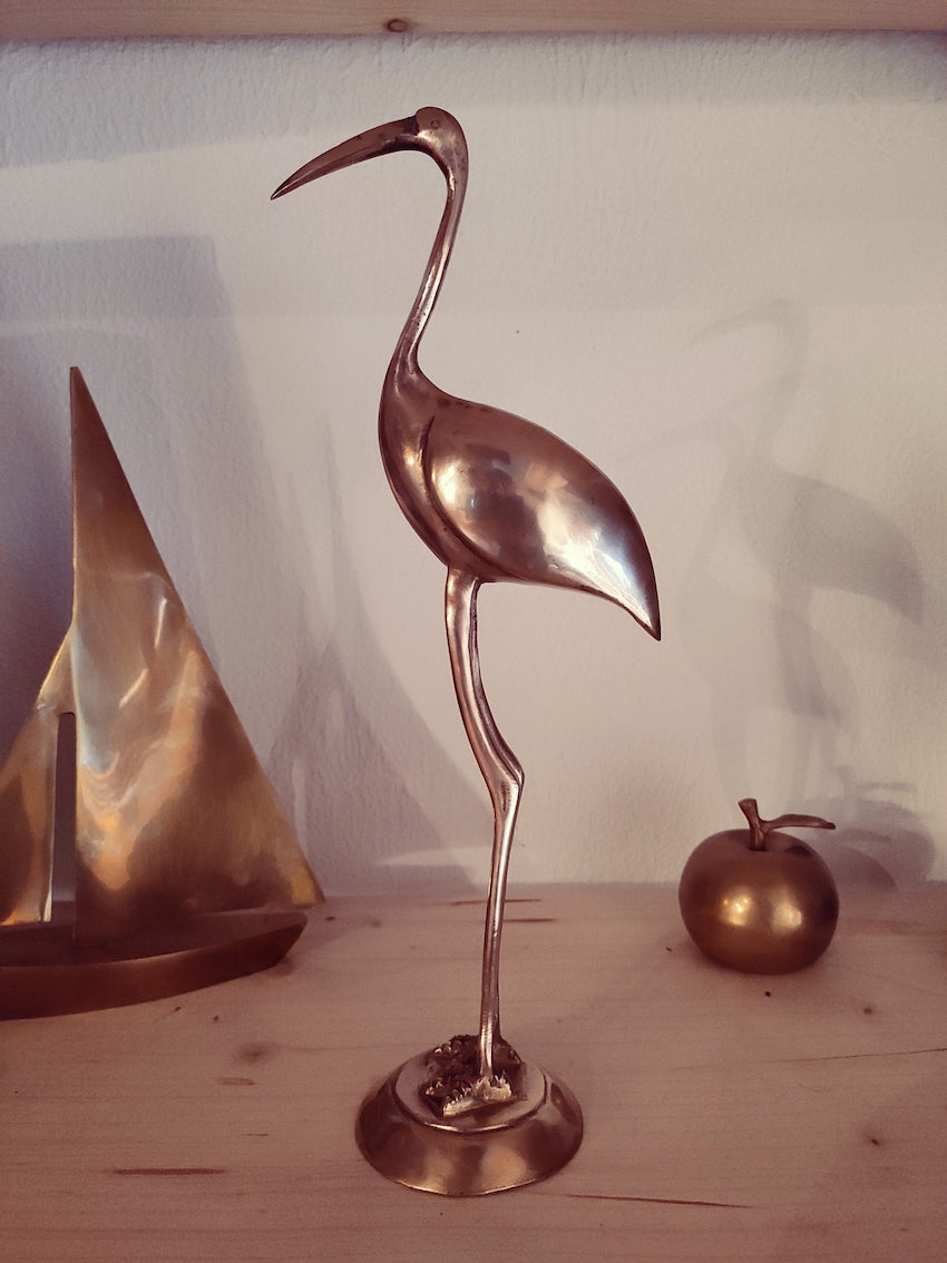 Héron vintage en laiton