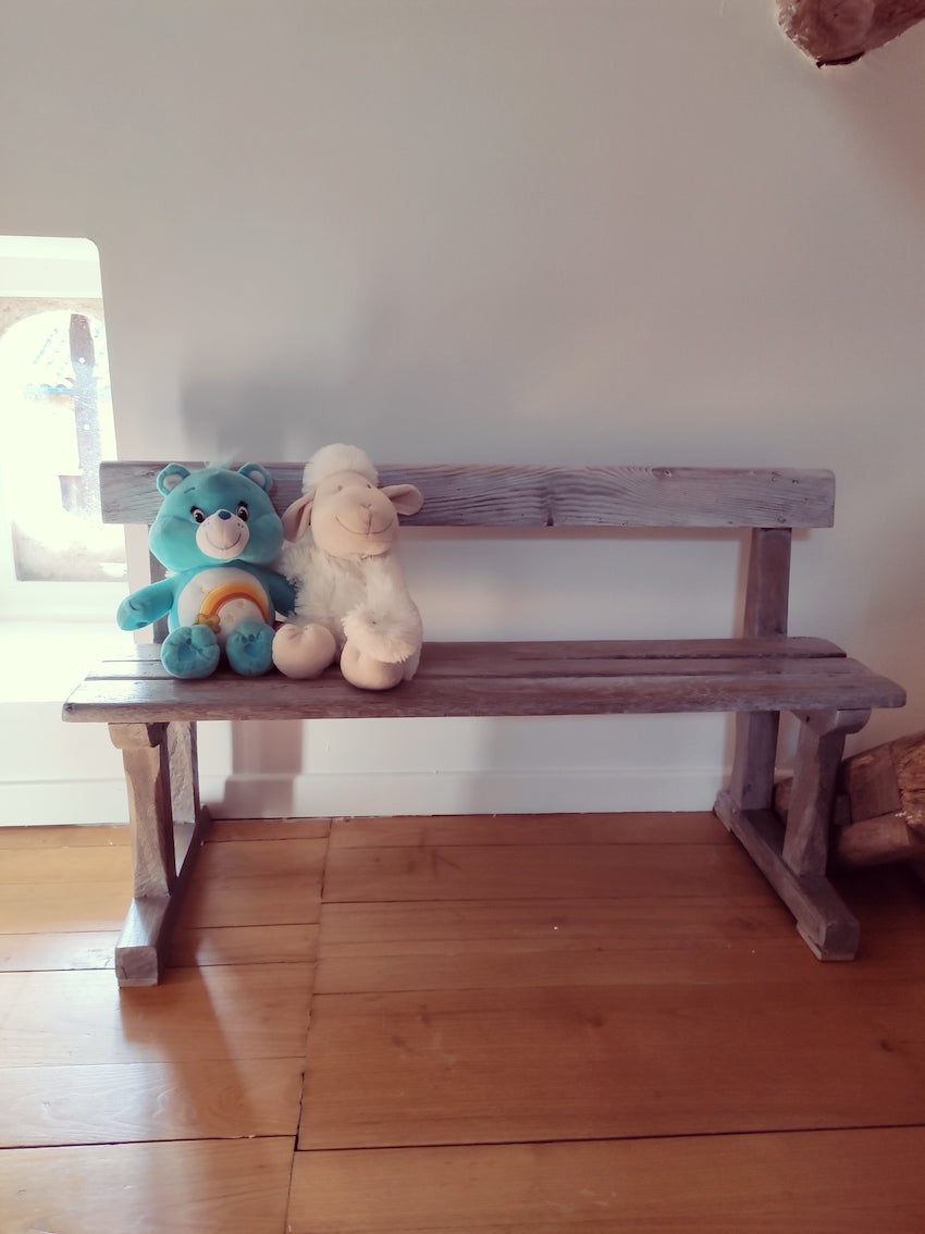 Banc d'écolier vintage en bois