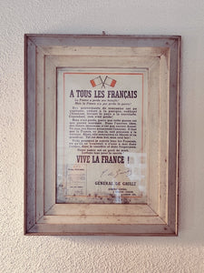 Cadre ancien "A tous les Français" - Général de Gaulle