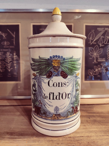 Pot de pharmacie / d'apothicaire ancien en céramique - 1950