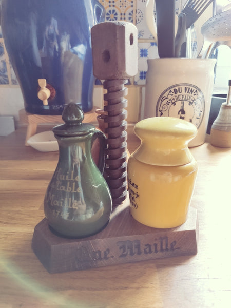 Service Maille vintage pour huile, vinaigre et moutarde - années 80