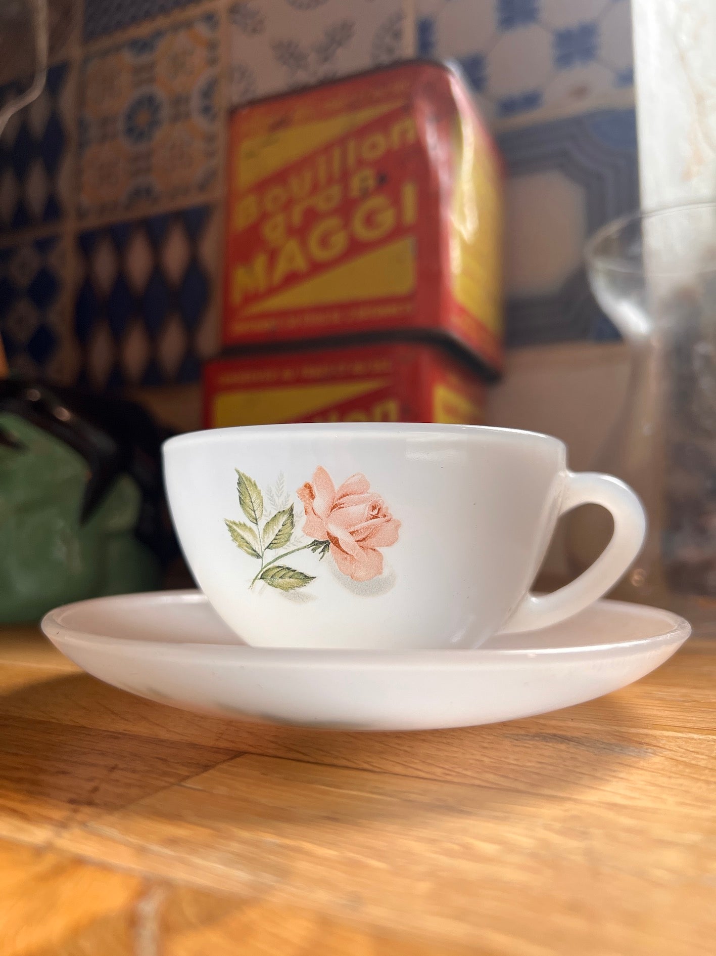 Duo De Tasses à Café Arcopal Roses De France - Vintage, Idéal Petit Déj