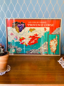 Affiche plastifiée vintage "Les vins de France" Provence-Corse Sopexa - années 70