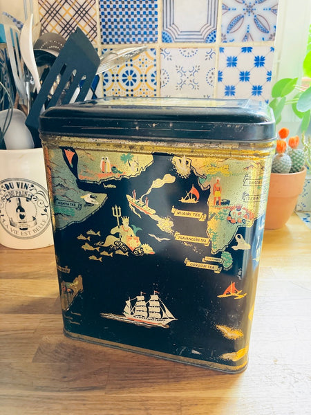 Grande boite à thé vintage en métal - Hauteur 27cm