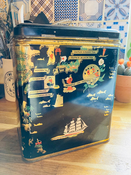 Grande boite à thé vintage en métal - Hauteur 27cm