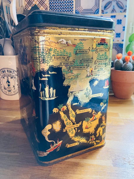 Grande boite à thé vintage en métal - Hauteur 27cm