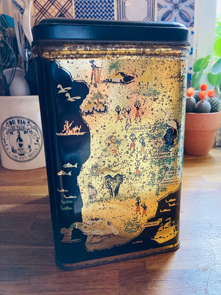 Grande boite à thé vintage en métal - Hauteur 27cm