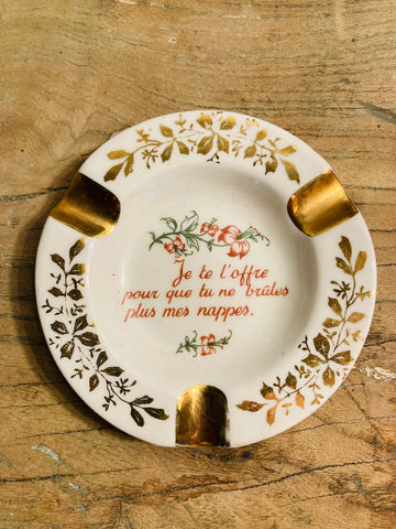 Petit cendrier vintage en porcelaine de Limoges
