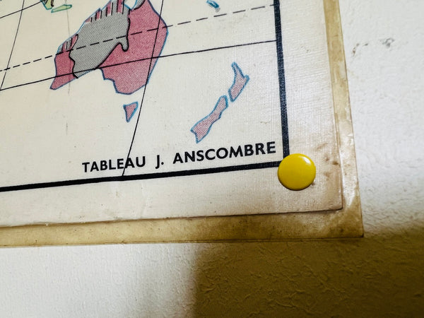 Carte scolaire vintage Planisphère politique et économique - La Maison des Instituteurs - 1970